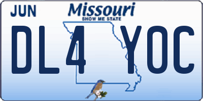 MO license plate DL4Y0C