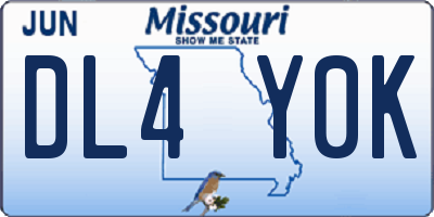 MO license plate DL4Y0K