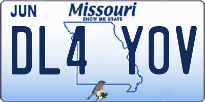 MO license plate DL4Y0V