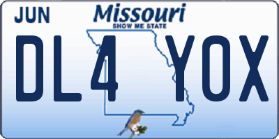 MO license plate DL4Y0X