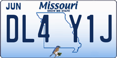 MO license plate DL4Y1J