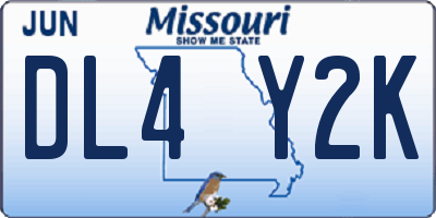 MO license plate DL4Y2K