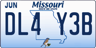 MO license plate DL4Y3B