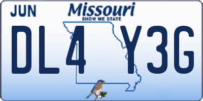 MO license plate DL4Y3G
