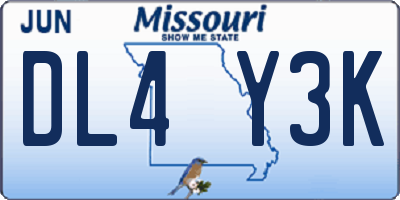 MO license plate DL4Y3K