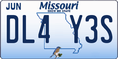 MO license plate DL4Y3S