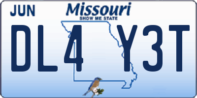 MO license plate DL4Y3T