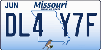 MO license plate DL4Y7F