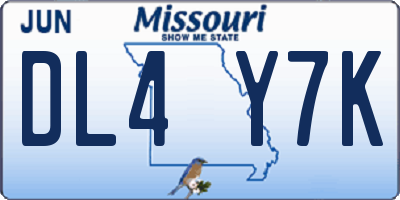 MO license plate DL4Y7K