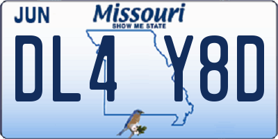 MO license plate DL4Y8D