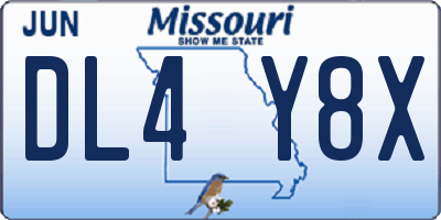 MO license plate DL4Y8X