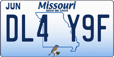 MO license plate DL4Y9F