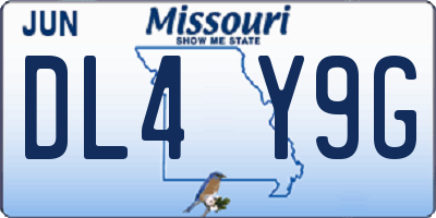MO license plate DL4Y9G