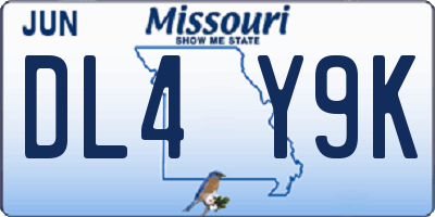 MO license plate DL4Y9K