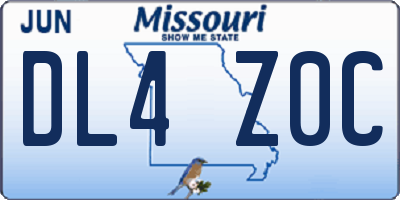 MO license plate DL4Z0C