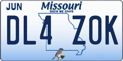 MO license plate DL4Z0K