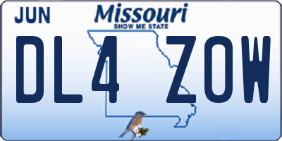 MO license plate DL4Z0W