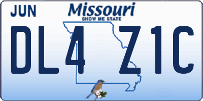 MO license plate DL4Z1C