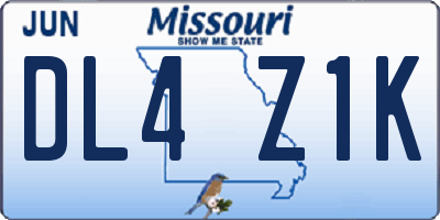 MO license plate DL4Z1K