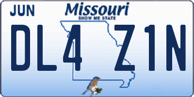 MO license plate DL4Z1N
