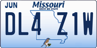 MO license plate DL4Z1W
