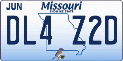 MO license plate DL4Z2D