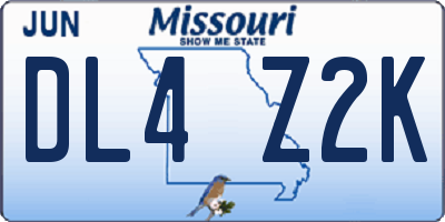 MO license plate DL4Z2K