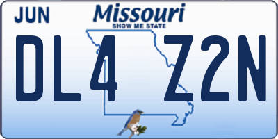 MO license plate DL4Z2N