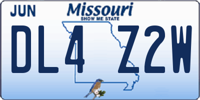 MO license plate DL4Z2W