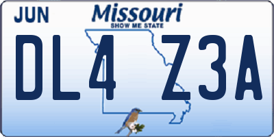 MO license plate DL4Z3A