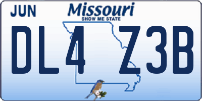 MO license plate DL4Z3B