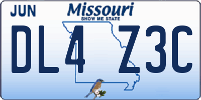 MO license plate DL4Z3C