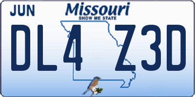MO license plate DL4Z3D