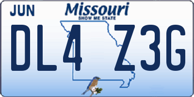 MO license plate DL4Z3G