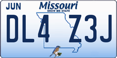 MO license plate DL4Z3J