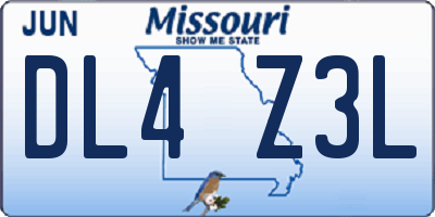 MO license plate DL4Z3L