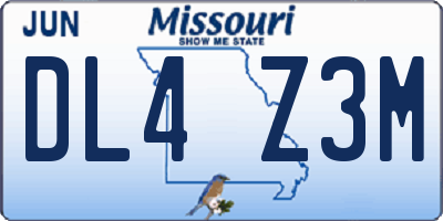MO license plate DL4Z3M