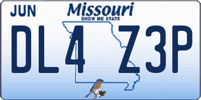 MO license plate DL4Z3P