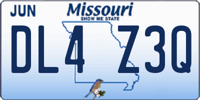 MO license plate DL4Z3Q