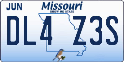 MO license plate DL4Z3S