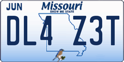 MO license plate DL4Z3T