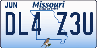 MO license plate DL4Z3U