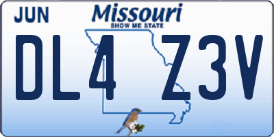 MO license plate DL4Z3V