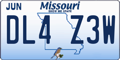 MO license plate DL4Z3W