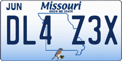 MO license plate DL4Z3X