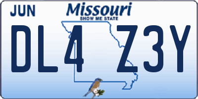 MO license plate DL4Z3Y