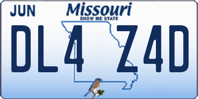 MO license plate DL4Z4D