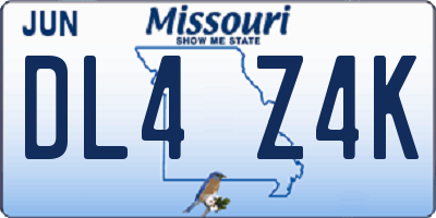 MO license plate DL4Z4K