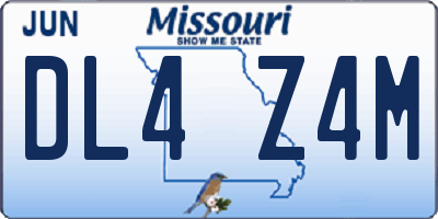 MO license plate DL4Z4M