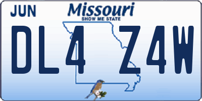 MO license plate DL4Z4W